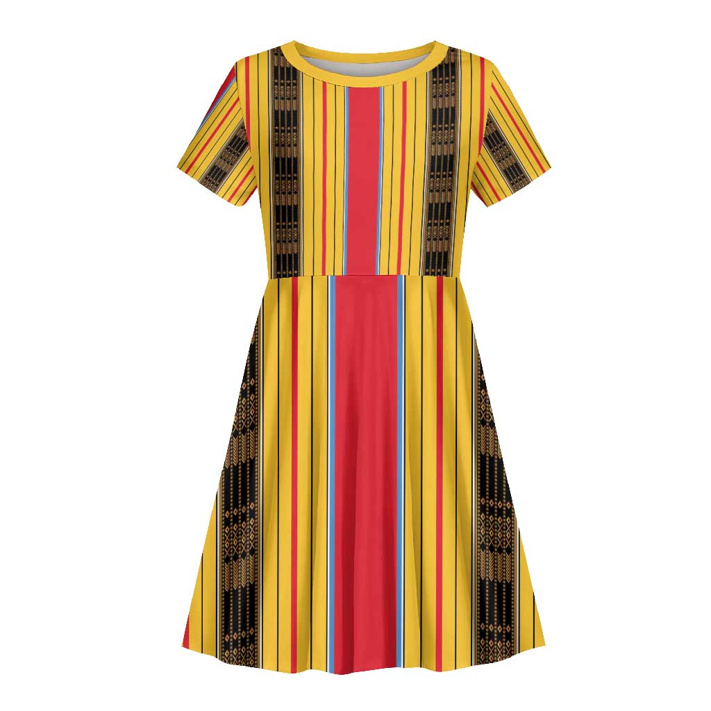 Eritrea Traditional Saho Mix Tilet Pattern Kid Short Sleeve Dress