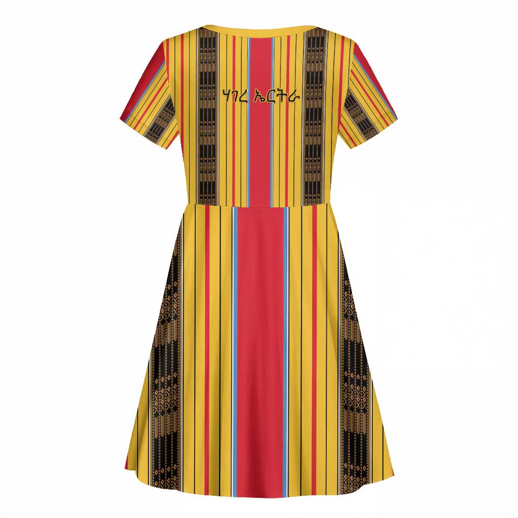 Eritrea Traditional Saho Mix Tilet Pattern Kid Short Sleeve Dress