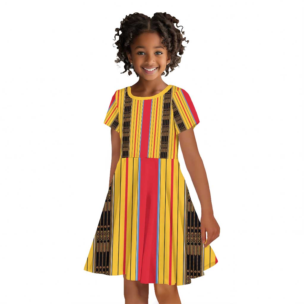 Eritrea Traditional Saho Mix Tilet Pattern Kid Short Sleeve Dress