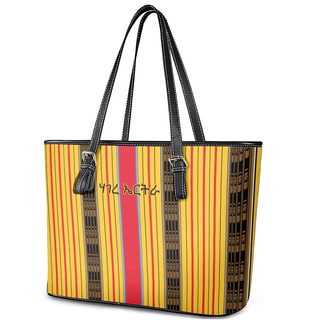 Eritrea Traditional Saho Mix Tilet Pattern Leather Tote Bag
