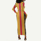 Eritrea Traditional Saho Mix Tilet Pattern Long Sleeve Bodycon Dress LT15