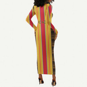 Eritrea Traditional Saho Mix Tilet Pattern Long Sleeve Bodycon Dress LT15