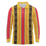 Eritrea Traditional Saho Mix Tilet Pattern Long Sleeve Polo Shirt