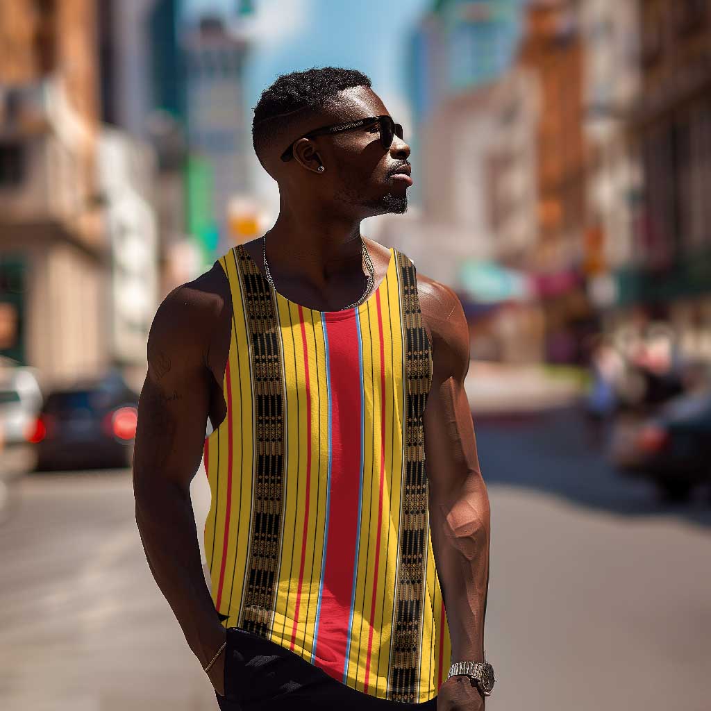 Eritrea Traditional Saho Mix Tilet Pattern Men Tank Top