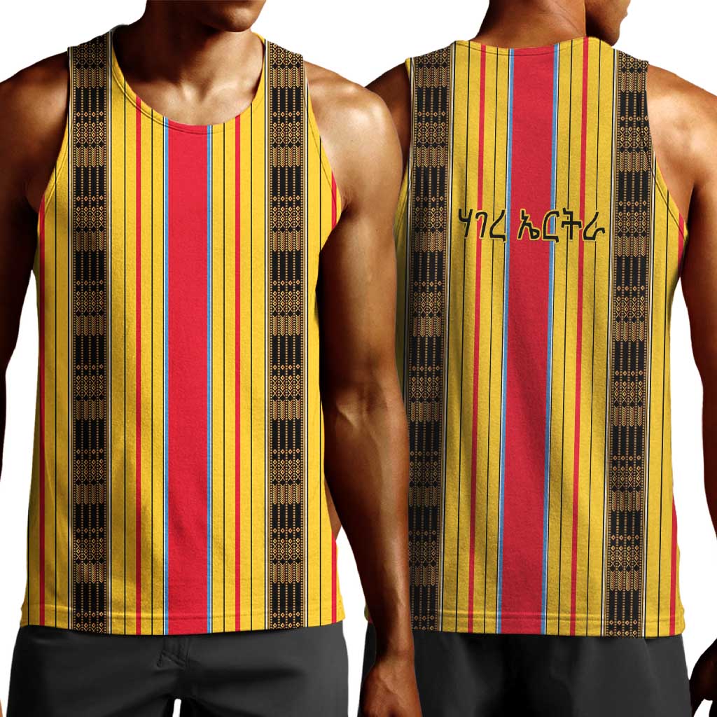 Eritrea Traditional Saho Mix Tilet Pattern Men Tank Top