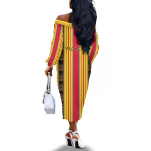 Eritrea Traditional Saho Mix Tilet Pattern Off The Shoulder Long Sleeve Dress