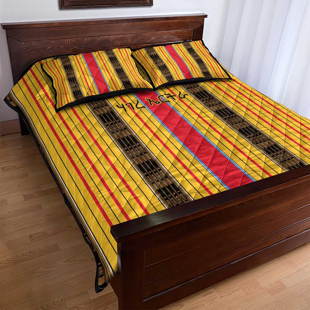Eritrea Traditional Saho Mix Tilet Pattern Quilt Bed Set