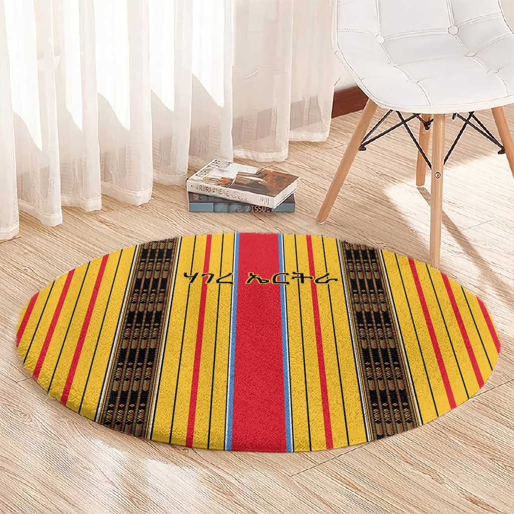 Eritrea Traditional Saho Mix Tilet Pattern Round Carpet