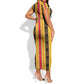 Eritrea Traditional Saho Mix Tilet Pattern Short Sleeve Bodycon Dress LT15
