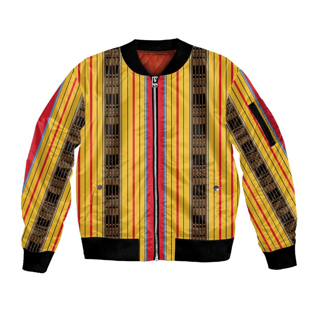 Eritrea Traditional Saho Mix Tilet Pattern Sleeve Zip Bomber Jacket