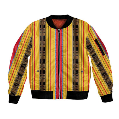 Eritrea Traditional Saho Mix Tilet Pattern Sleeve Zip Bomber Jacket