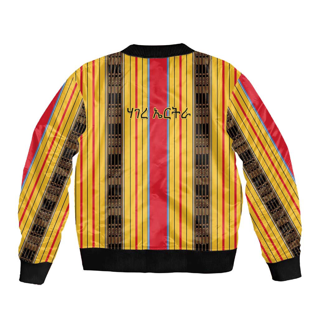 Eritrea Traditional Saho Mix Tilet Pattern Sleeve Zip Bomber Jacket
