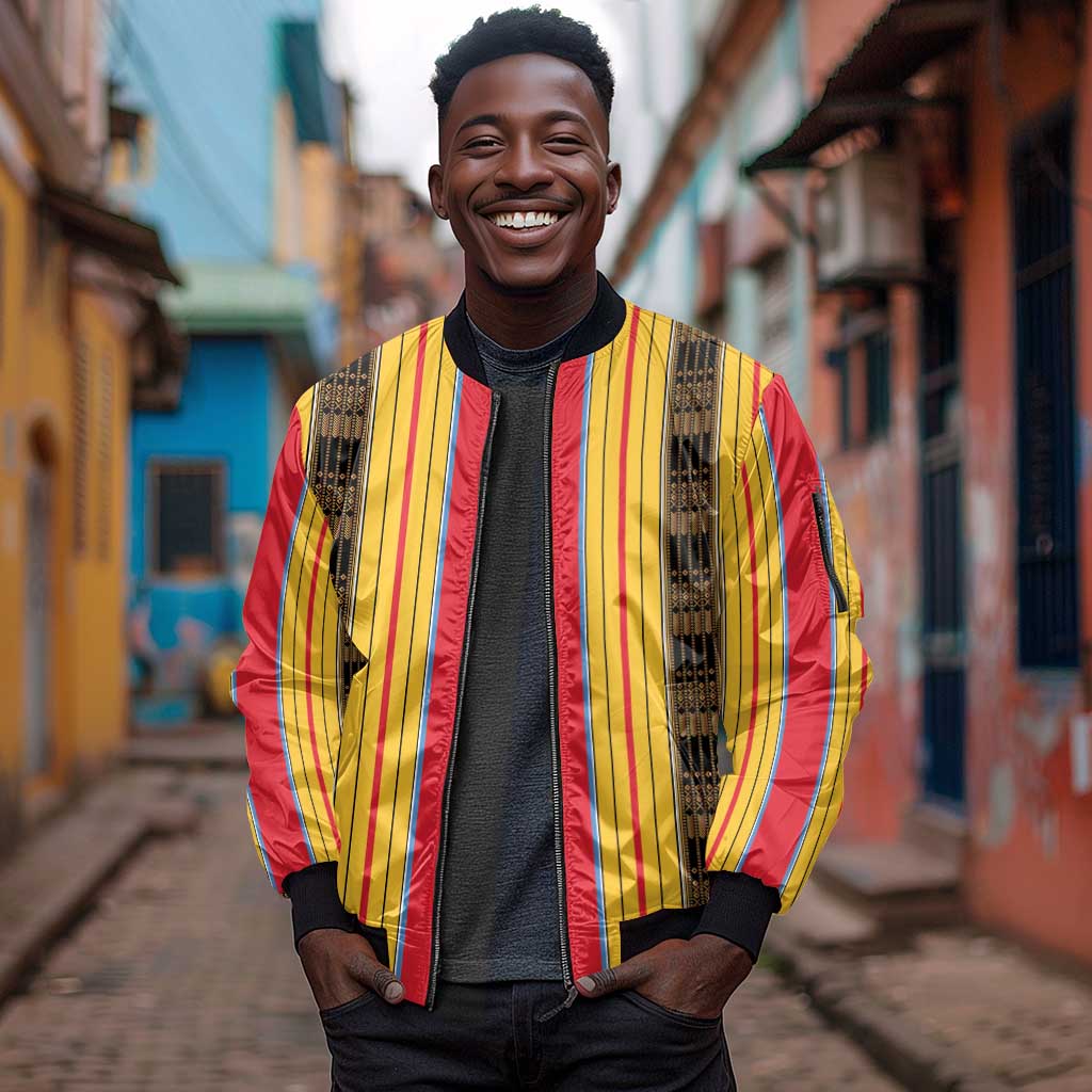 Eritrea Traditional Saho Mix Tilet Pattern Sleeve Zip Bomber Jacket