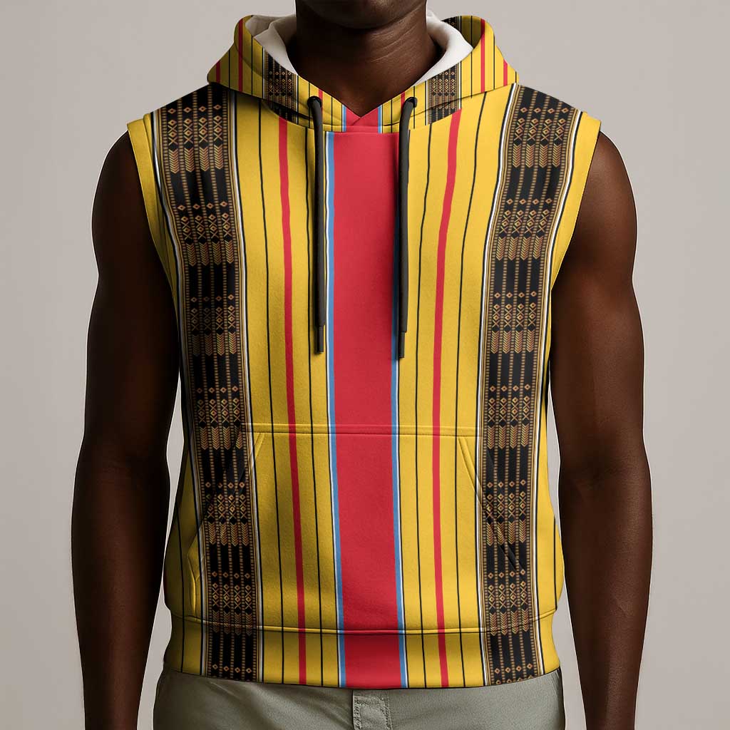 Eritrea Traditional Saho Mix Tilet Pattern Sleeveless Hoodie - African Pride