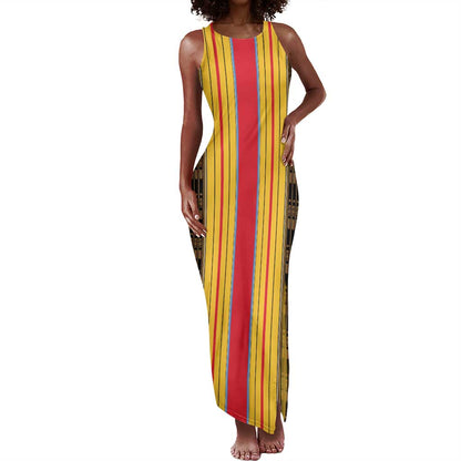 Eritrea Traditional Saho Mix Tilet Pattern Tank Maxi Dress