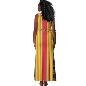 Eritrea Traditional Saho Mix Tilet Pattern Tank Maxi Dress