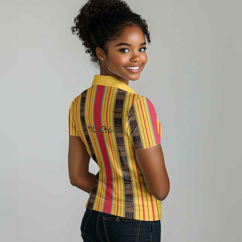 Eritrea Traditional Saho Mix Tilet Pattern Women Polo Shirt
