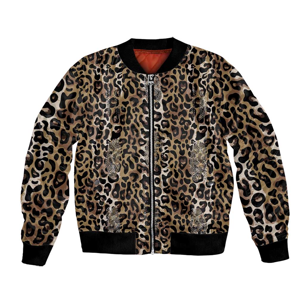 African Leopard Skin Pattern Bomber Jacket