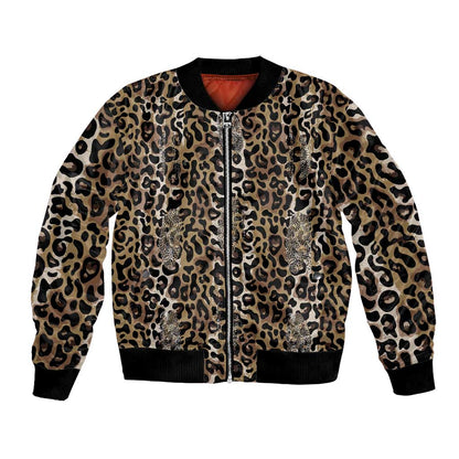 African Leopard Skin Pattern Bomber Jacket