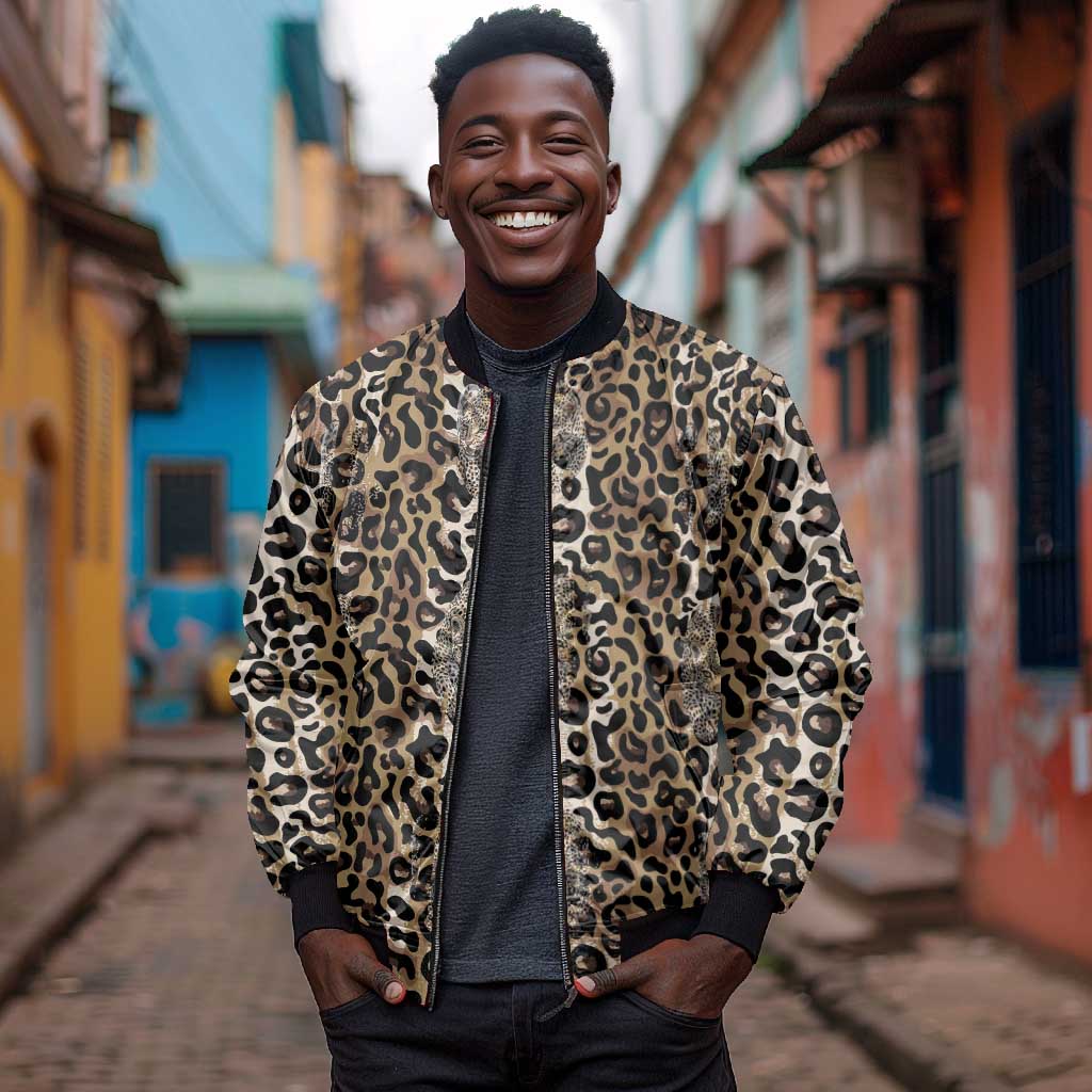 African Leopard Skin Pattern Bomber Jacket