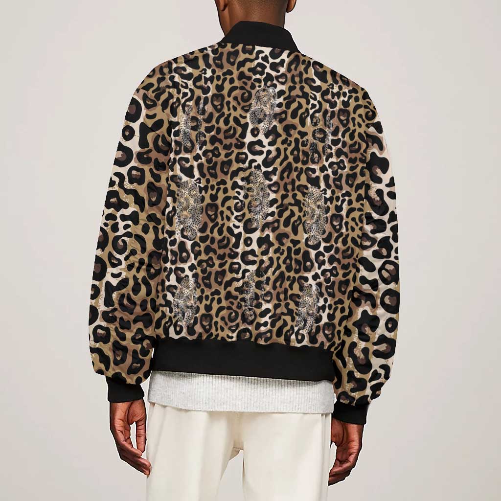 African Leopard Skin Pattern Bomber Jacket