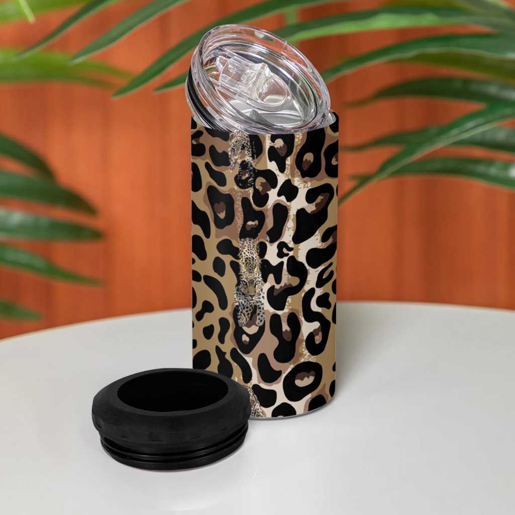 African Leopard Skin Pattern 4 in 1 Can Cooler Tumbler