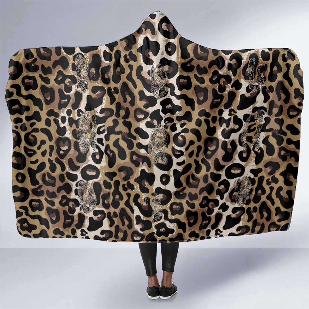 African Leopard Skin Pattern Hooded Blanket