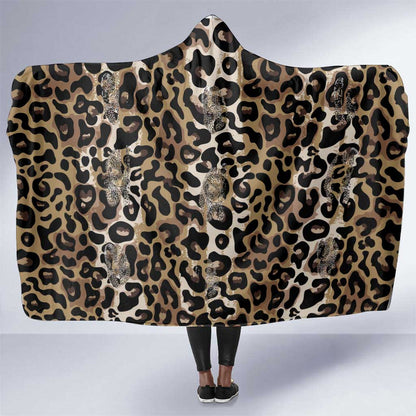 African Leopard Skin Pattern Hooded Blanket