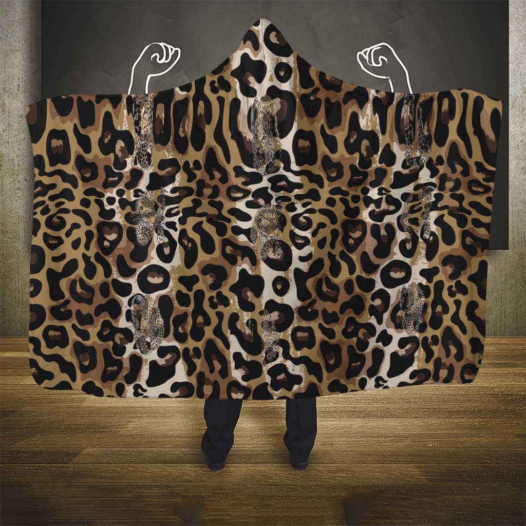 African Leopard Skin Pattern Hooded Blanket