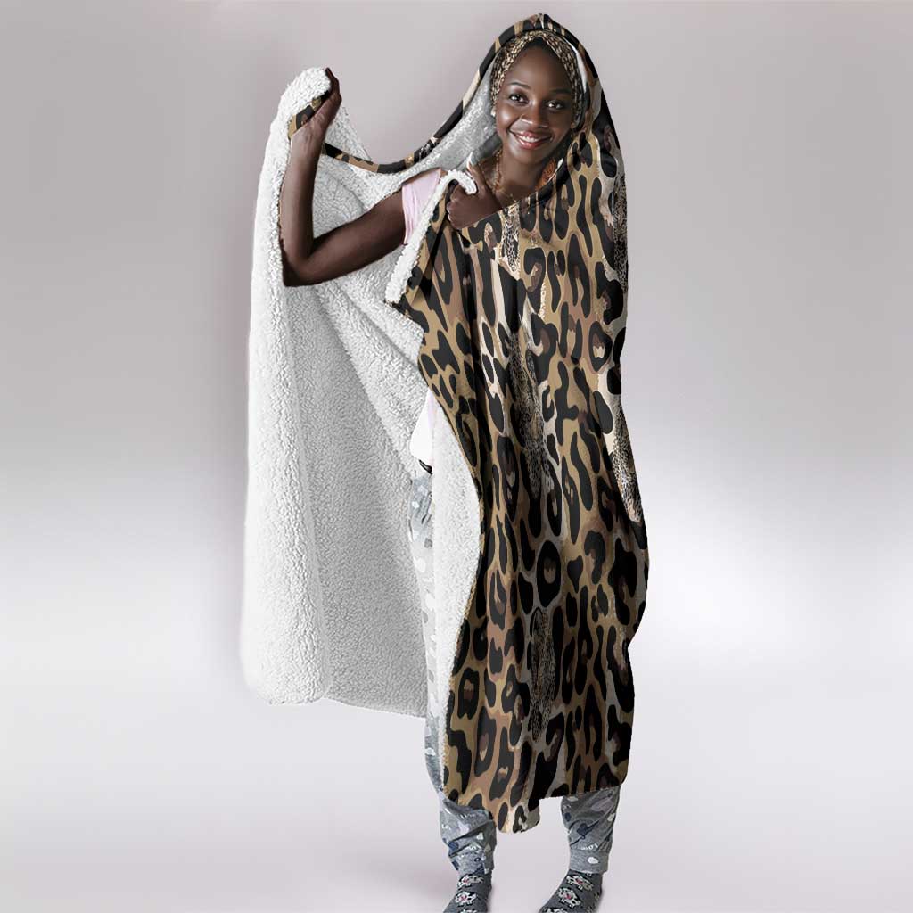 African Leopard Skin Pattern Hooded Blanket