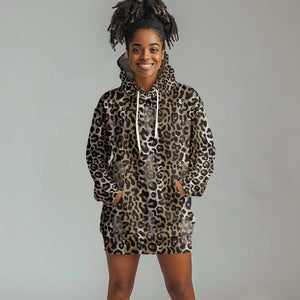 African Leopard Skin Pattern Hoodie Dress