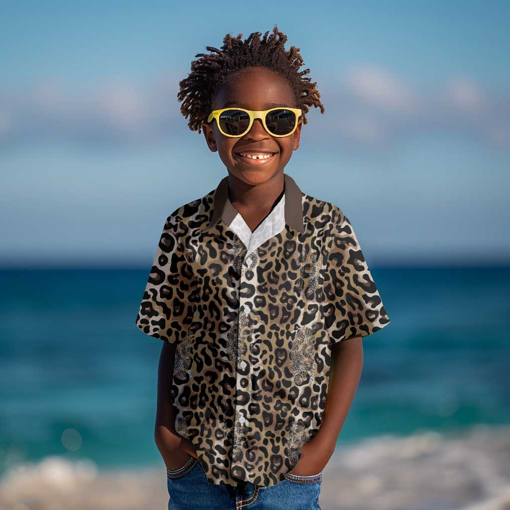 African Leopard Skin Pattern Kid Hawaiian Shirt