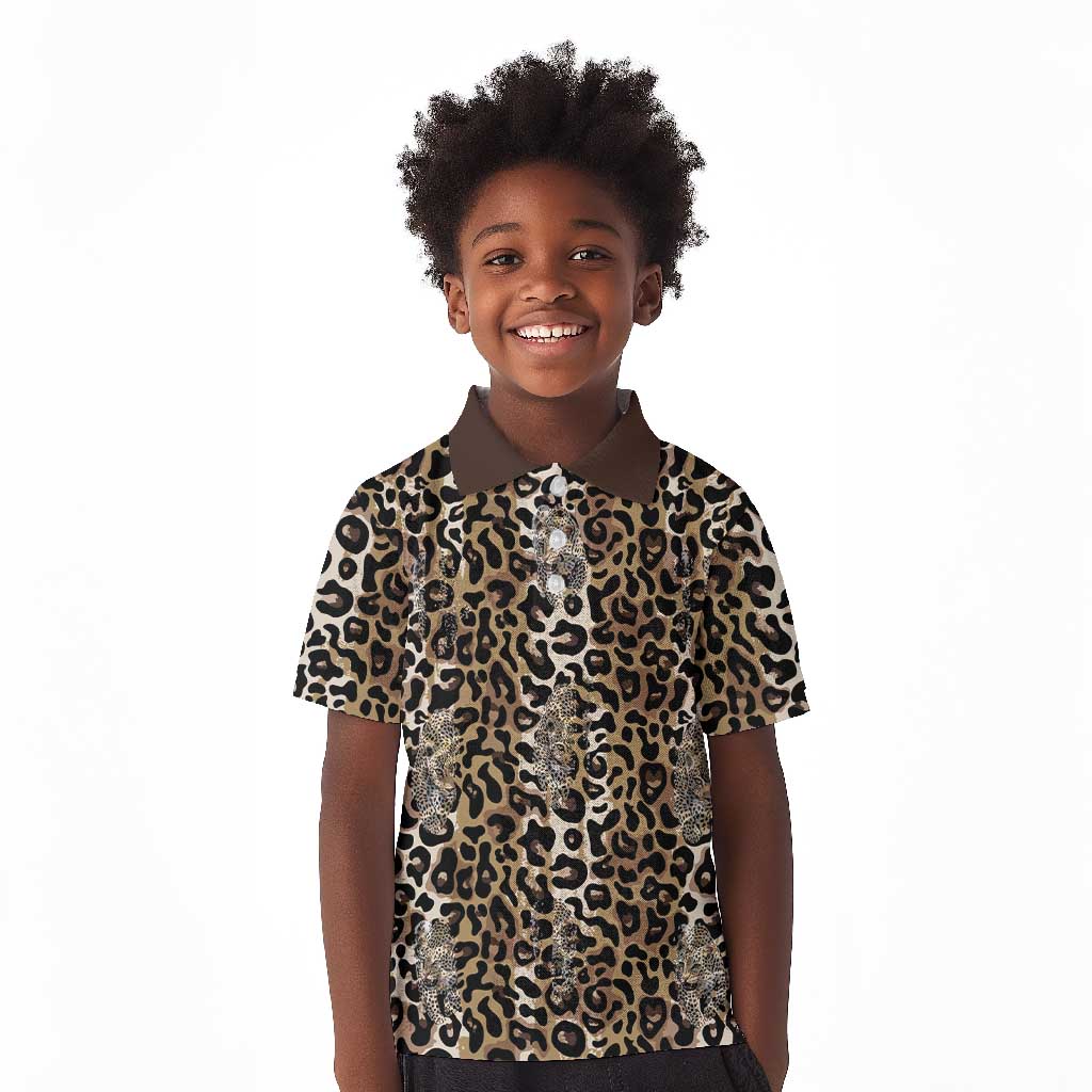African Leopard Skin Pattern Kid Polo Shirt