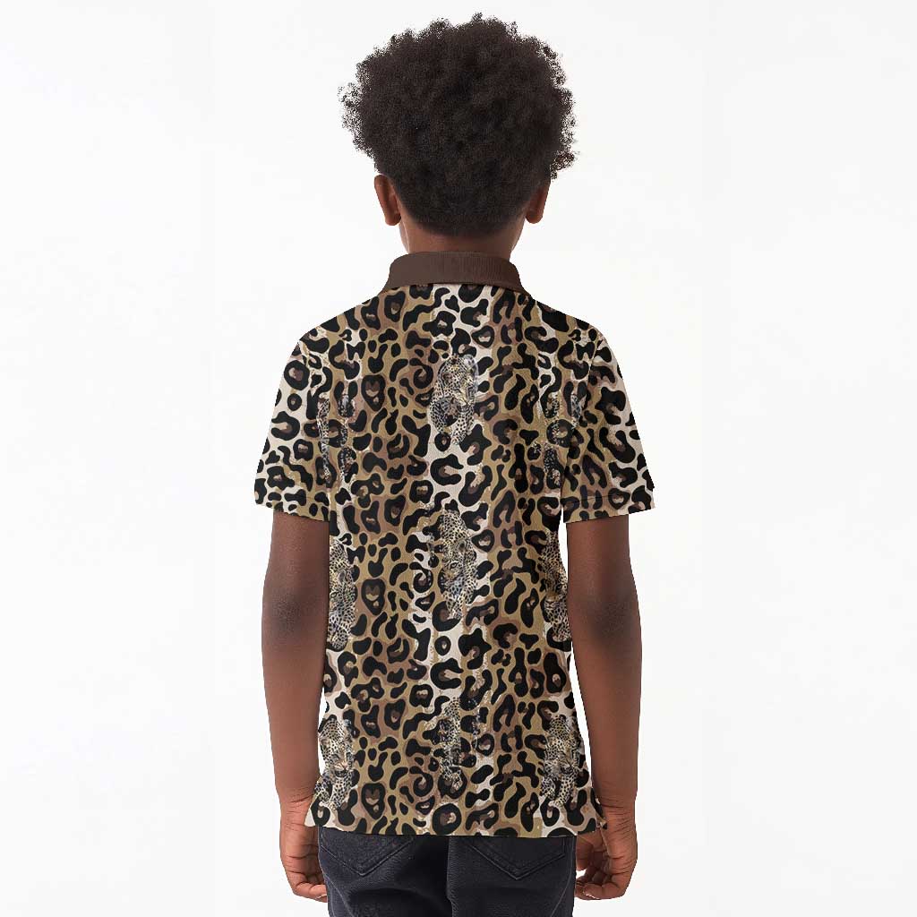 African Leopard Skin Pattern Kid Polo Shirt
