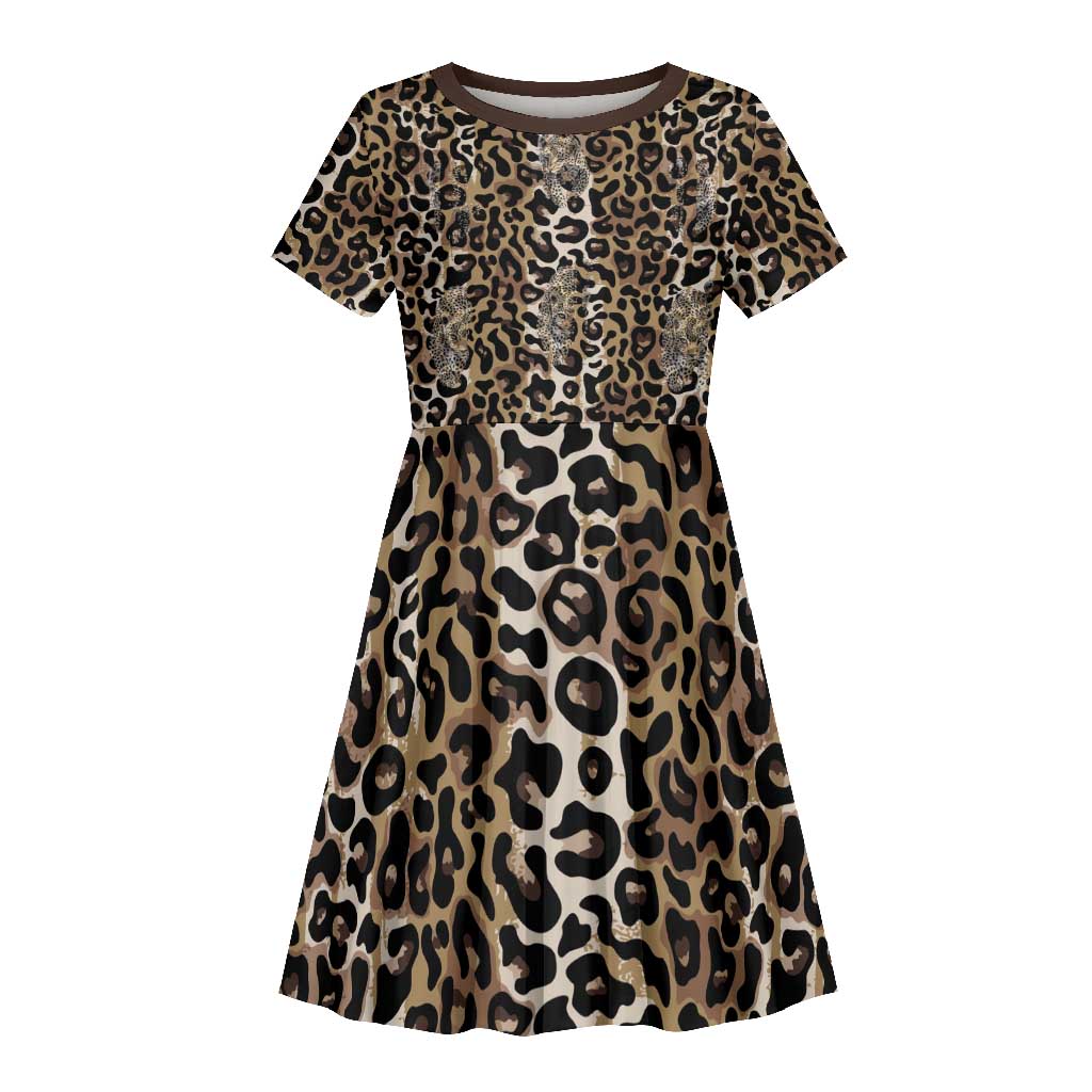 African Leopard Skin Pattern Kid Short Sleeve Dress