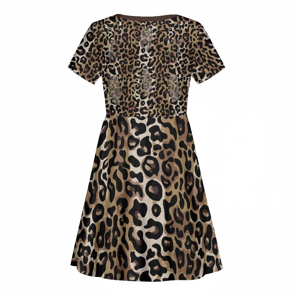 African Leopard Skin Pattern Kid Short Sleeve Dress