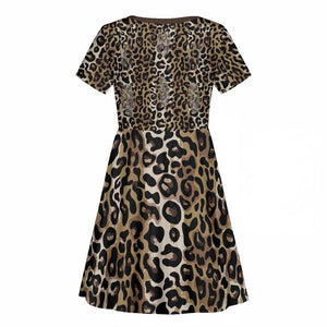 African Leopard Skin Pattern Kid Short Sleeve Dress