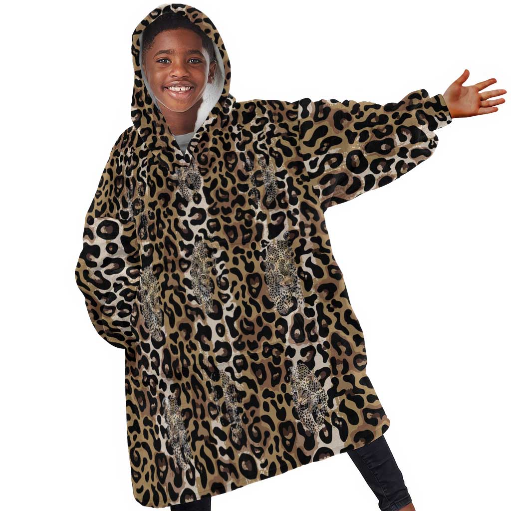 African Leopard Skin Pattern Kid Wearable Blanket Hoodie