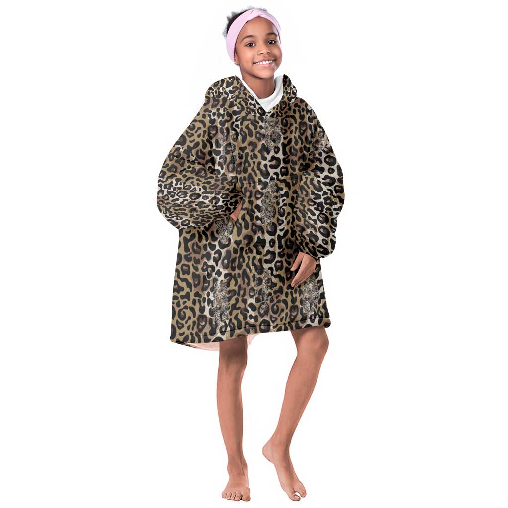 African Leopard Skin Pattern Kid Wearable Blanket Hoodie