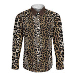 African Leopard Skin Pattern Long Sleeve Button Shirt