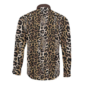 African Leopard Skin Pattern Long Sleeve Button Shirt
