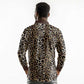 African Leopard Skin Pattern Long Sleeve Polo Shirt