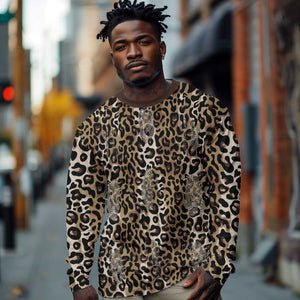 African Leopard Skin Pattern Long Sleeve Shirt