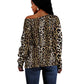 African Leopard Skin Pattern Off Shoulder Sweater
