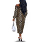 African Leopard Skin Pattern Off The Shoulder Long Sleeve Dress