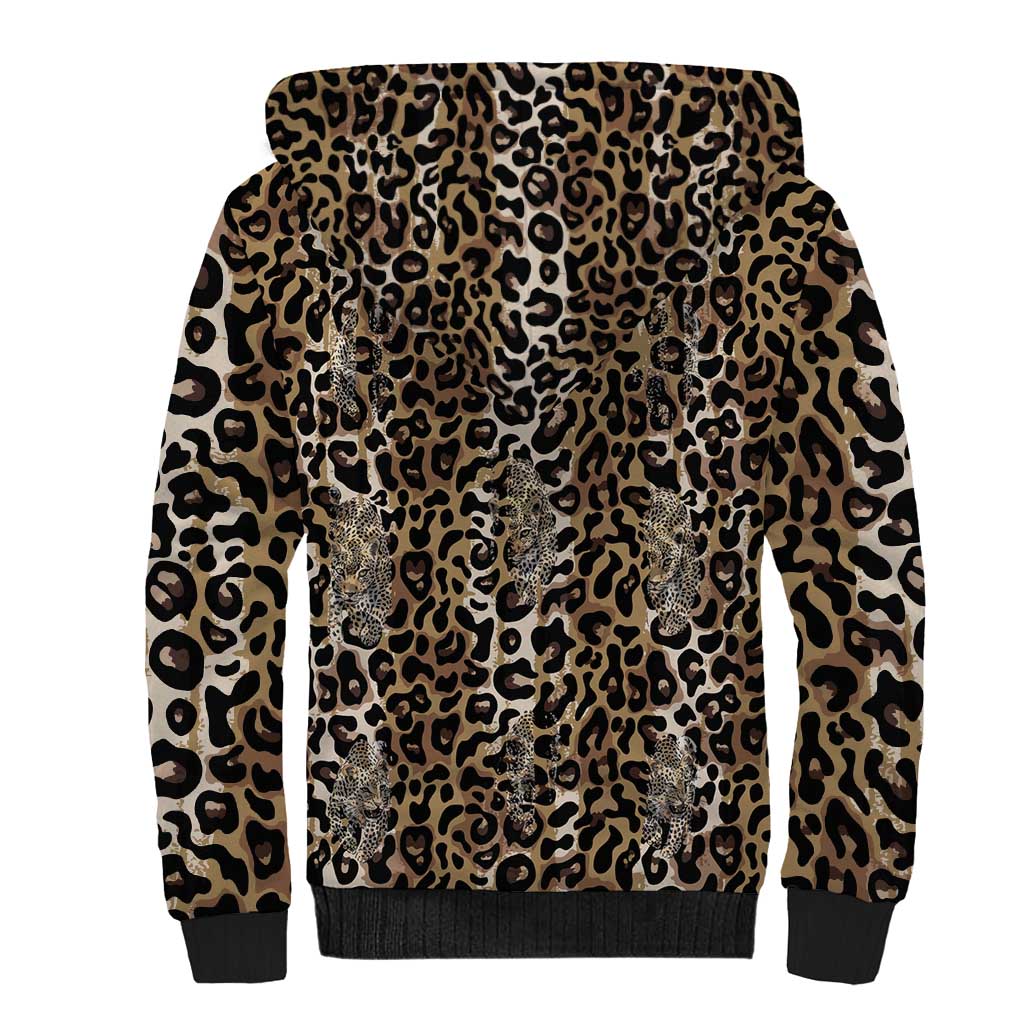 African Leopard Skin Pattern Sherpa Hoodie
