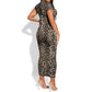 African Leopard Skin Pattern Short Sleeve Bodycon Dress LT15