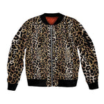 African Leopard Skin Pattern Sleeve Zip Bomber Jacket