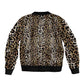 African Leopard Skin Pattern Sleeve Zip Bomber Jacket