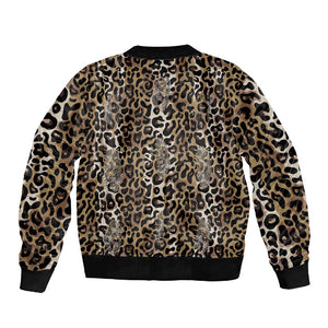 African Leopard Skin Pattern Sleeve Zip Bomber Jacket